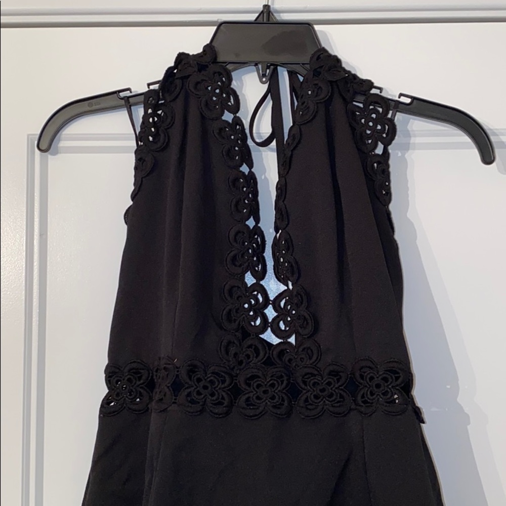 Black lace trim halter dress
